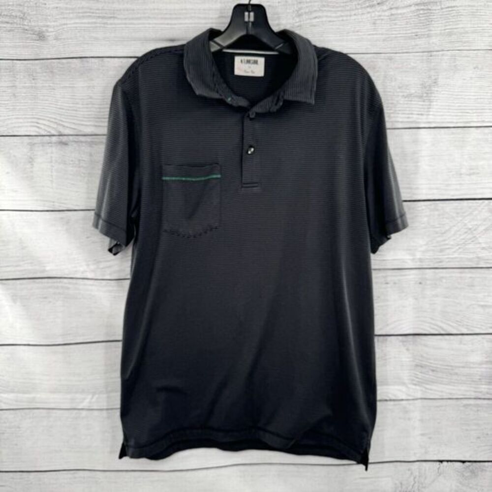 Linksoul Golf Polo Shirt Mens‎ Medium Black Gray Stripes